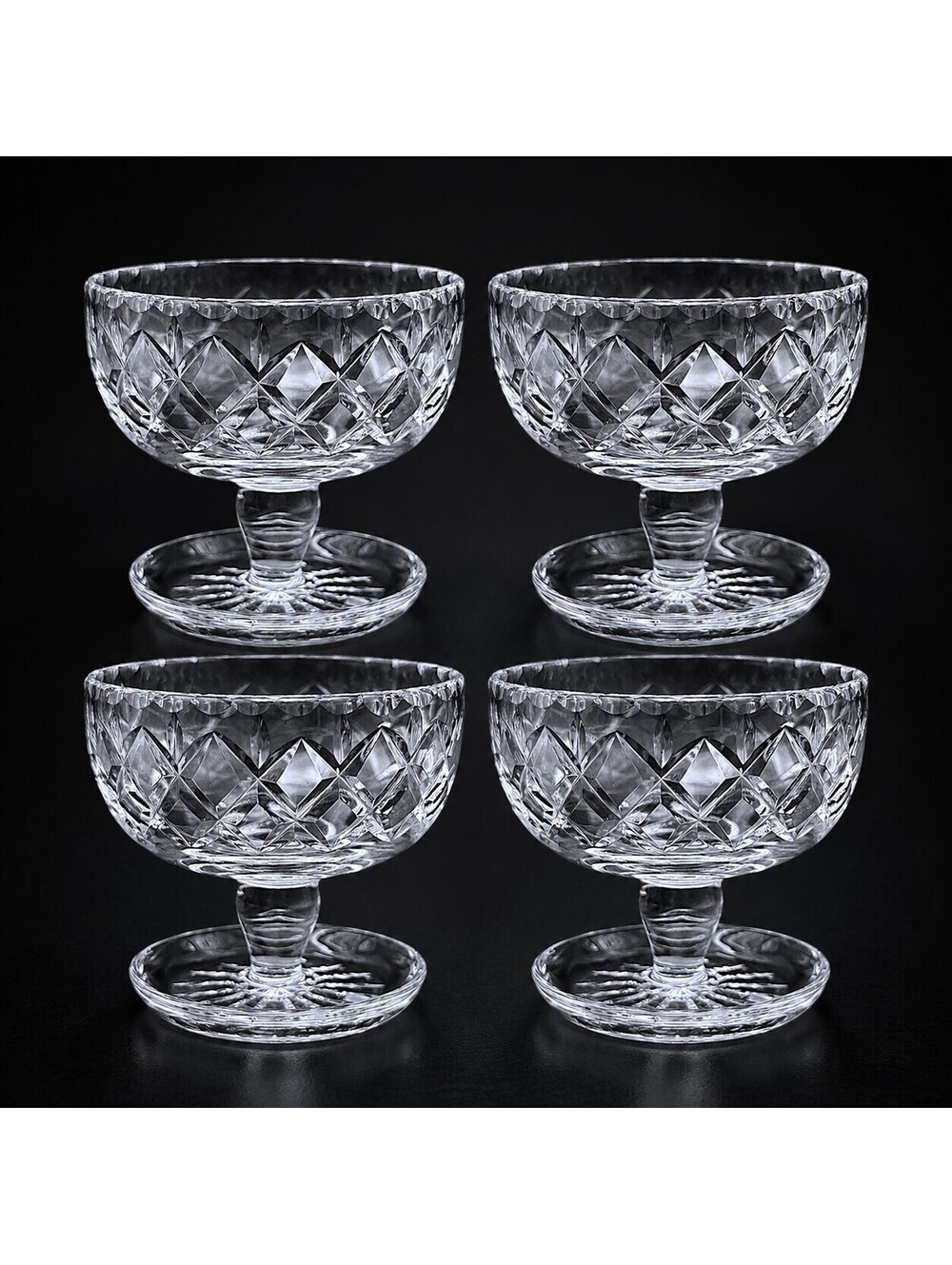 Set of 4 Vintage Royal Brierley Elizabeth Crystal Sherbet Dessert Cups